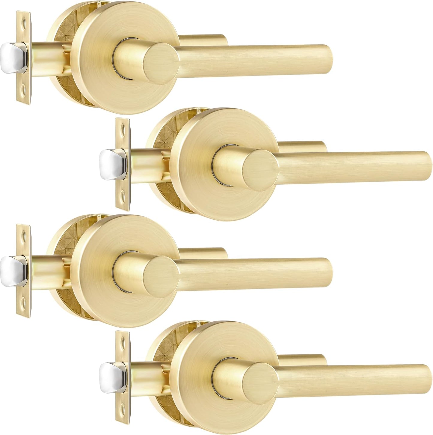 4 Pomos Puerta Latón Dorado Sin Llave
