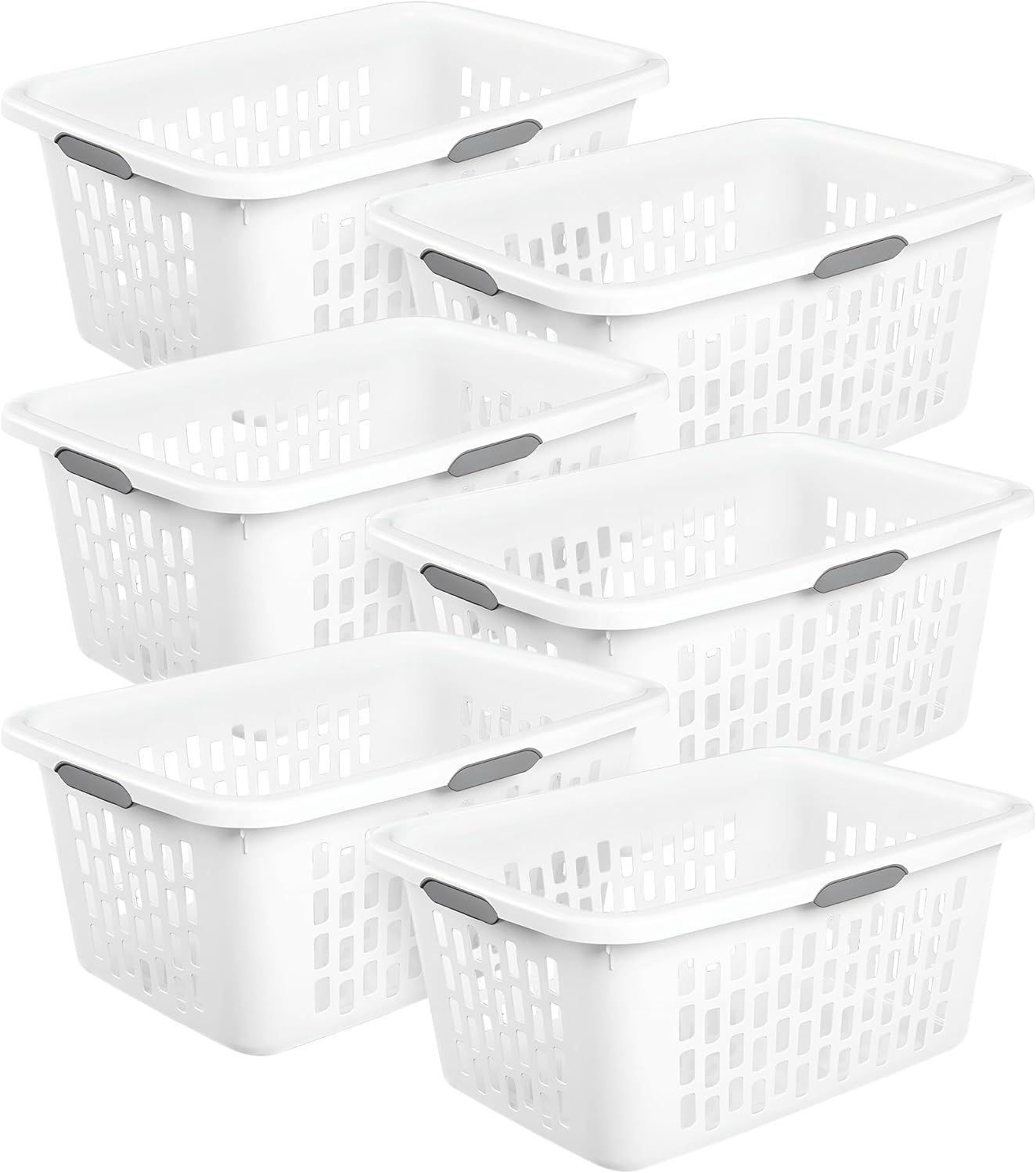 Cesta colada plástico rectangular 6 Pzas color blanco