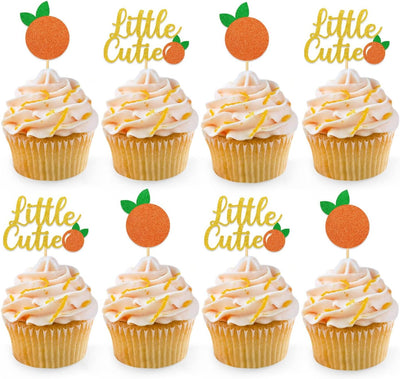 24 Pzas Adornos Cupcakes Temática Clementina Naranja