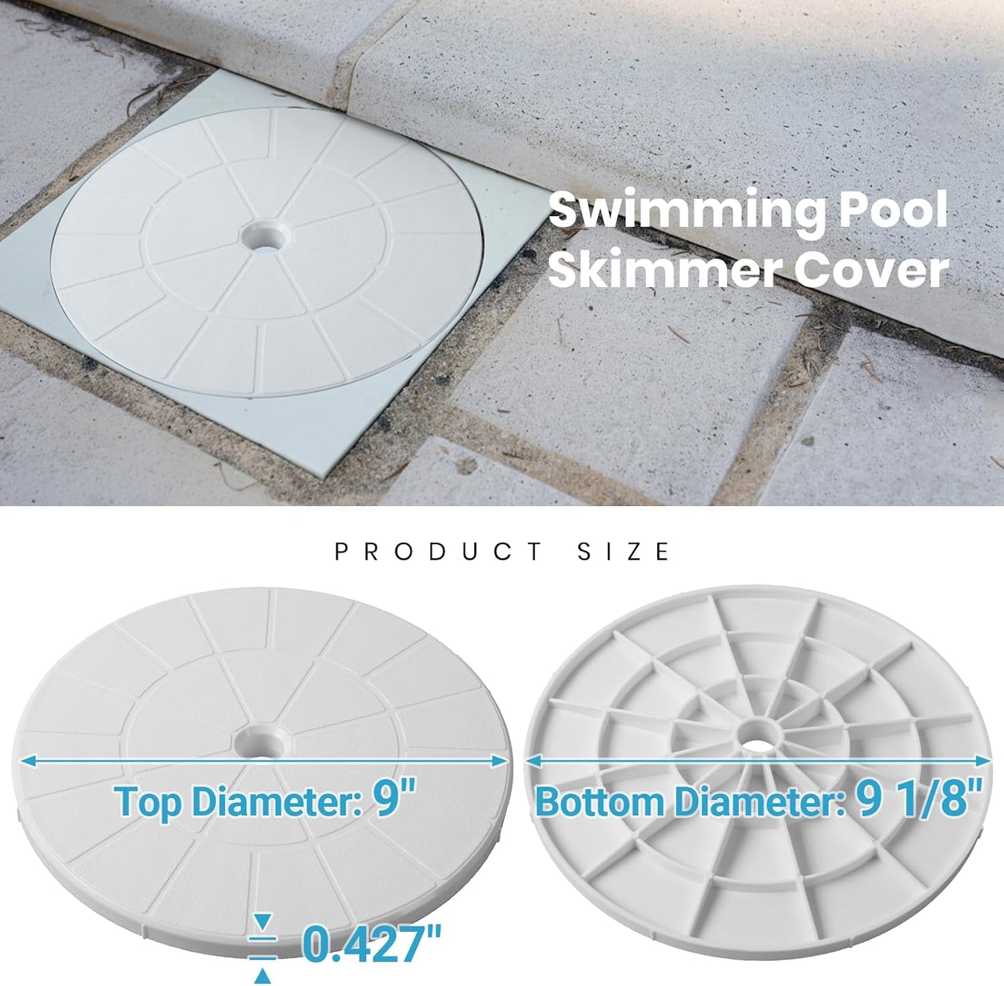2 Pzas Tapa desnatador piscina 9pulg reemplazo 9 1/8pulg blanco
