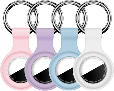 4 Soportes AirTag 1ra y 2da Gen Llavero Silicona Rosa Lila Gris