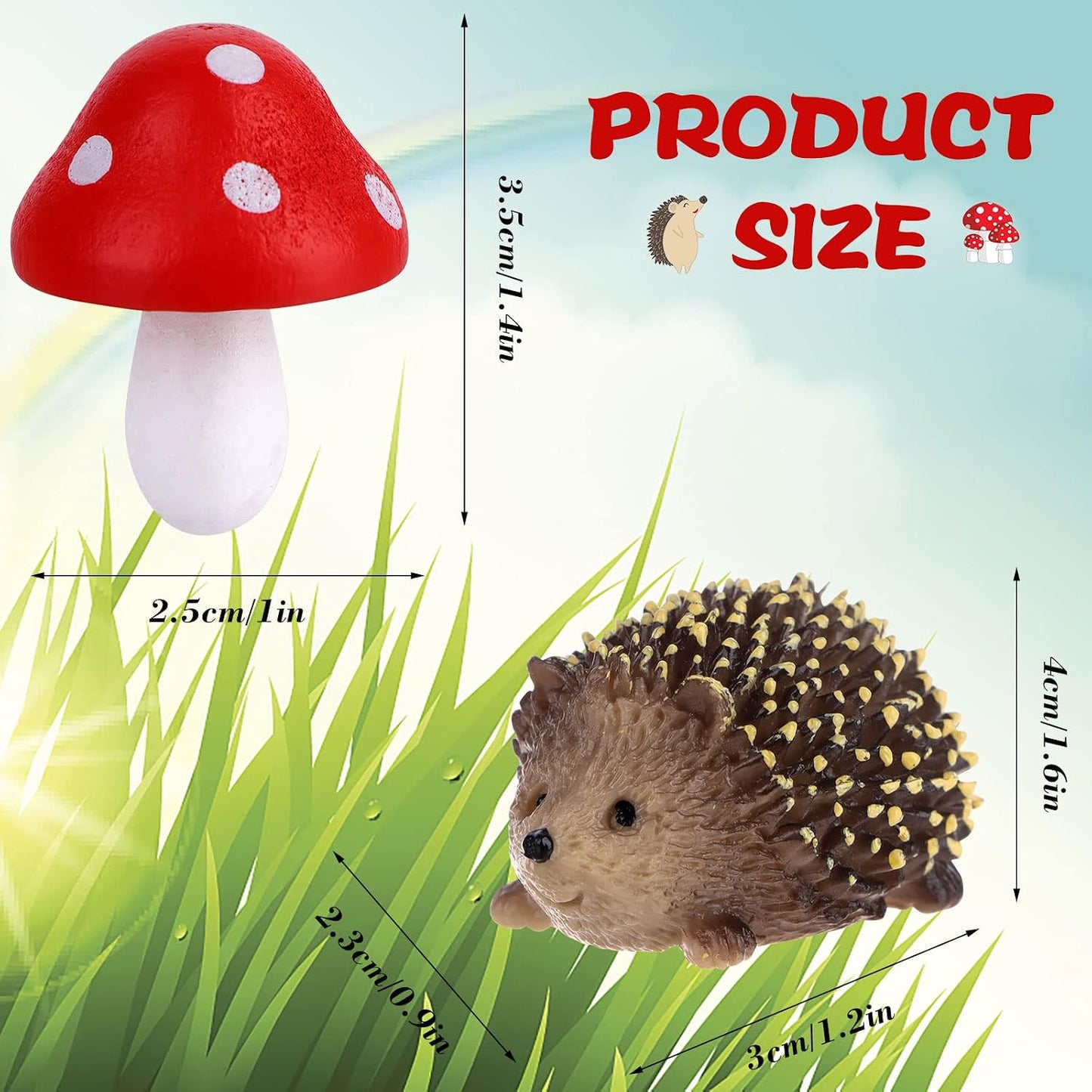 8 Pzas Accesorios Jardín Hadalas Erizos Hongos Bonsái