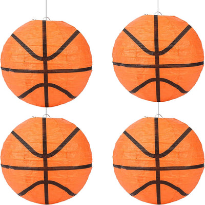 4 Faroles Colgantes Baloncesto 8pulg Decoración Cumpleaños