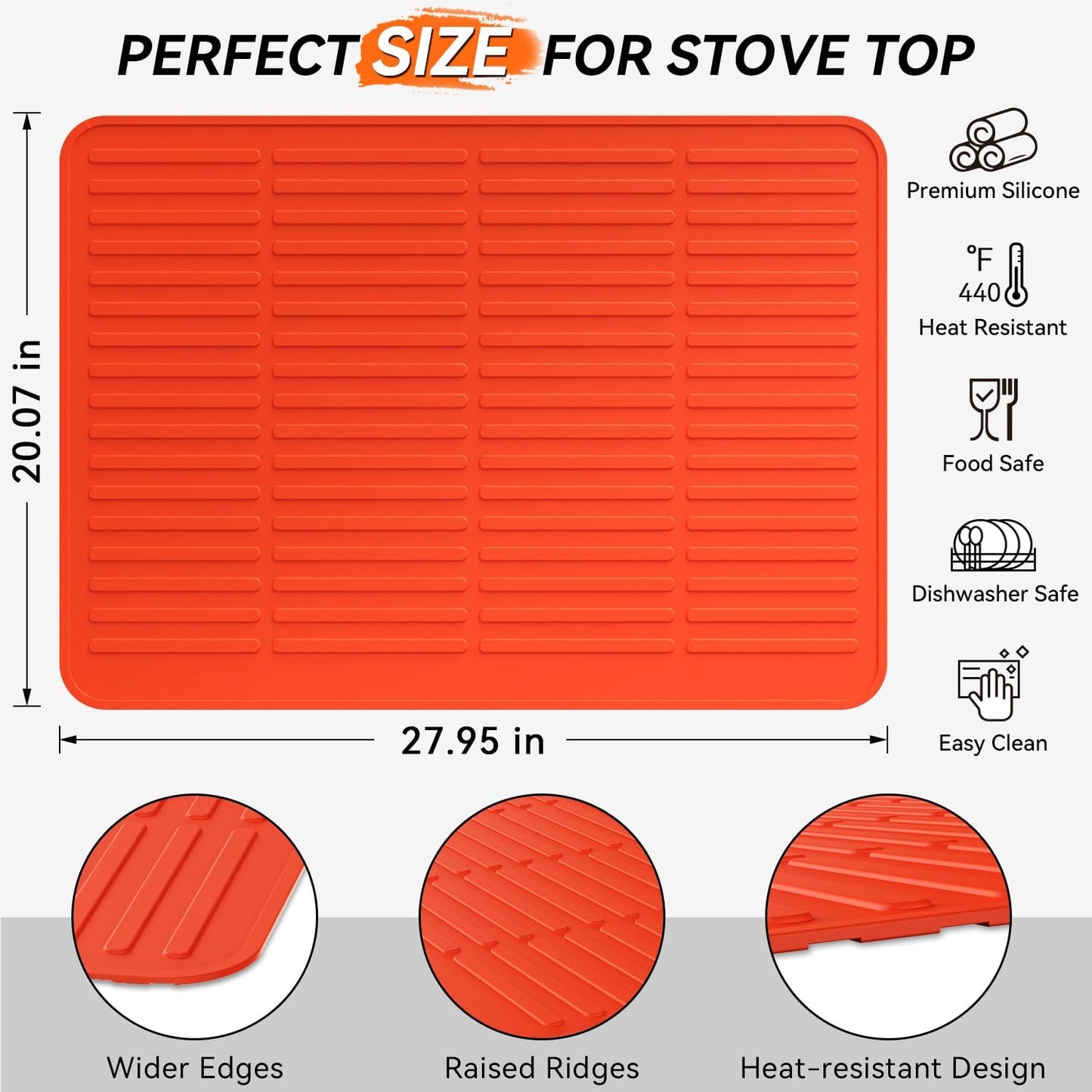 Cubiertas estufa eléctrica silicona 28x20pulg naranja