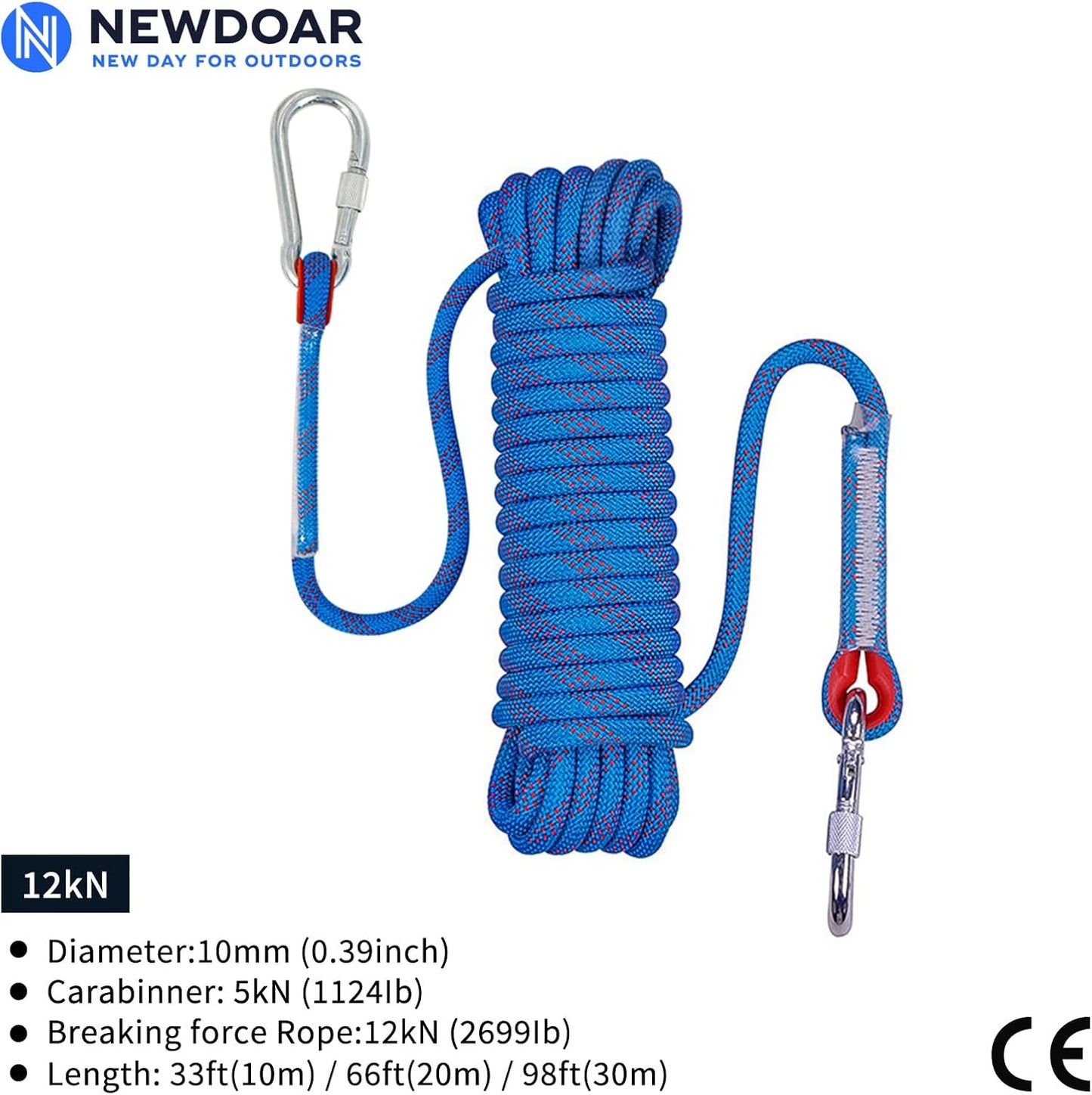 Cuerda escalada 8mm 10mm con ganchos acero para rescate