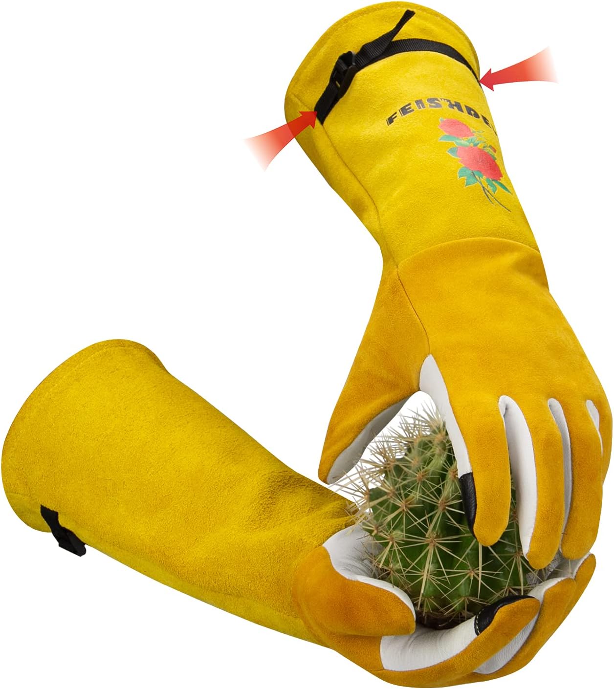 Guantes jardinería 2 capas cuero gamuza ciervo para cactus