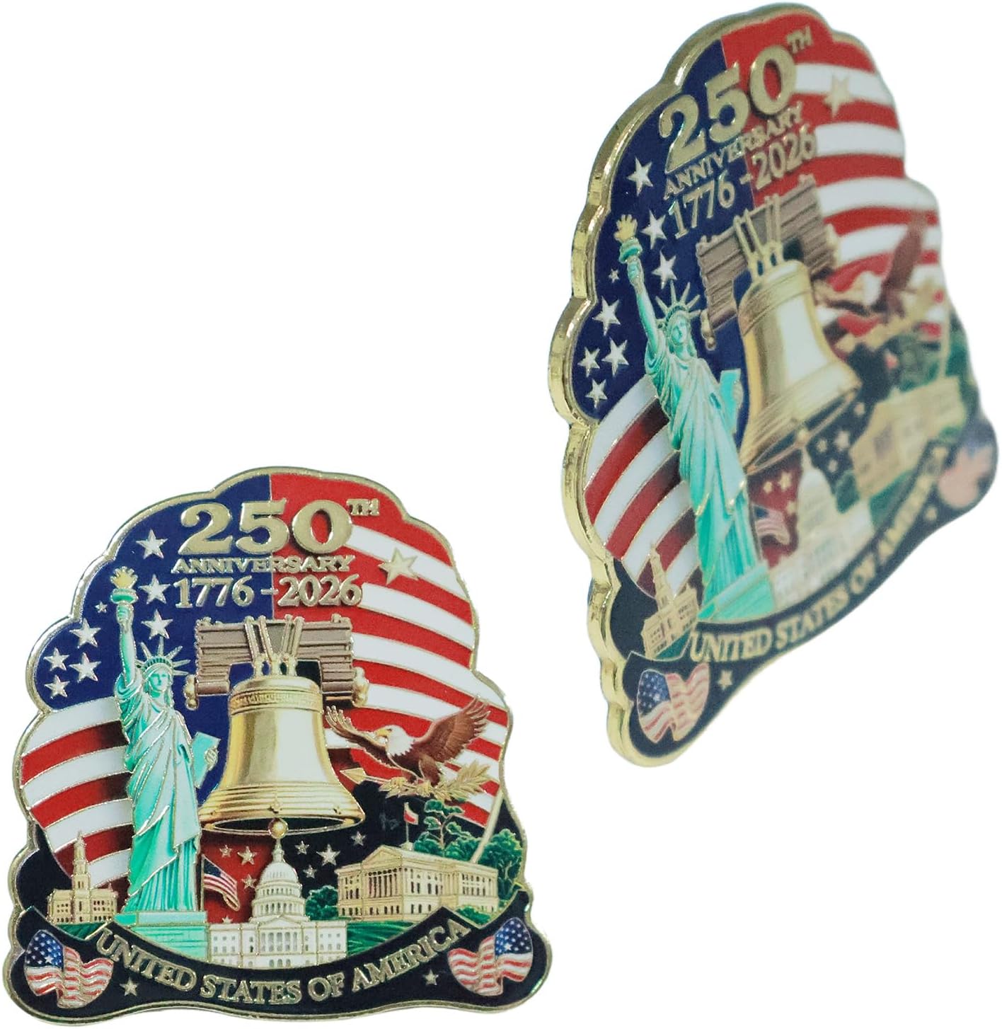 Imanes decorativos para nevera 250 aniversario EE.UU. pack 2