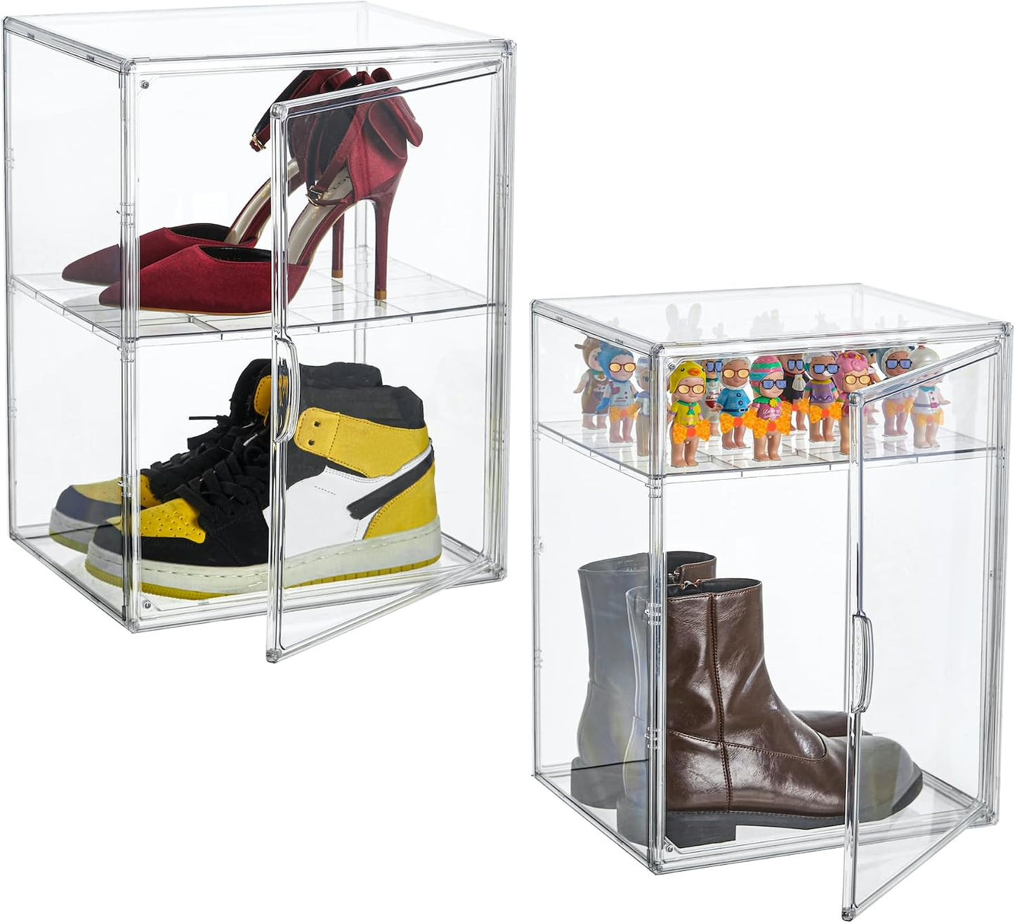 Caja acrílico transparente para botas con divisores 2 en 1