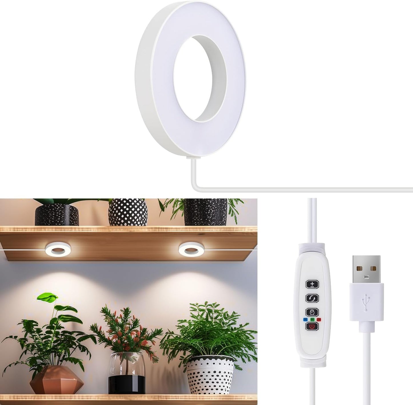 Luz cultivo techo 48 LED espectro completo con temporizador