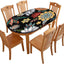 Mantel ovalado boho floral negro elástico para mesa comedor