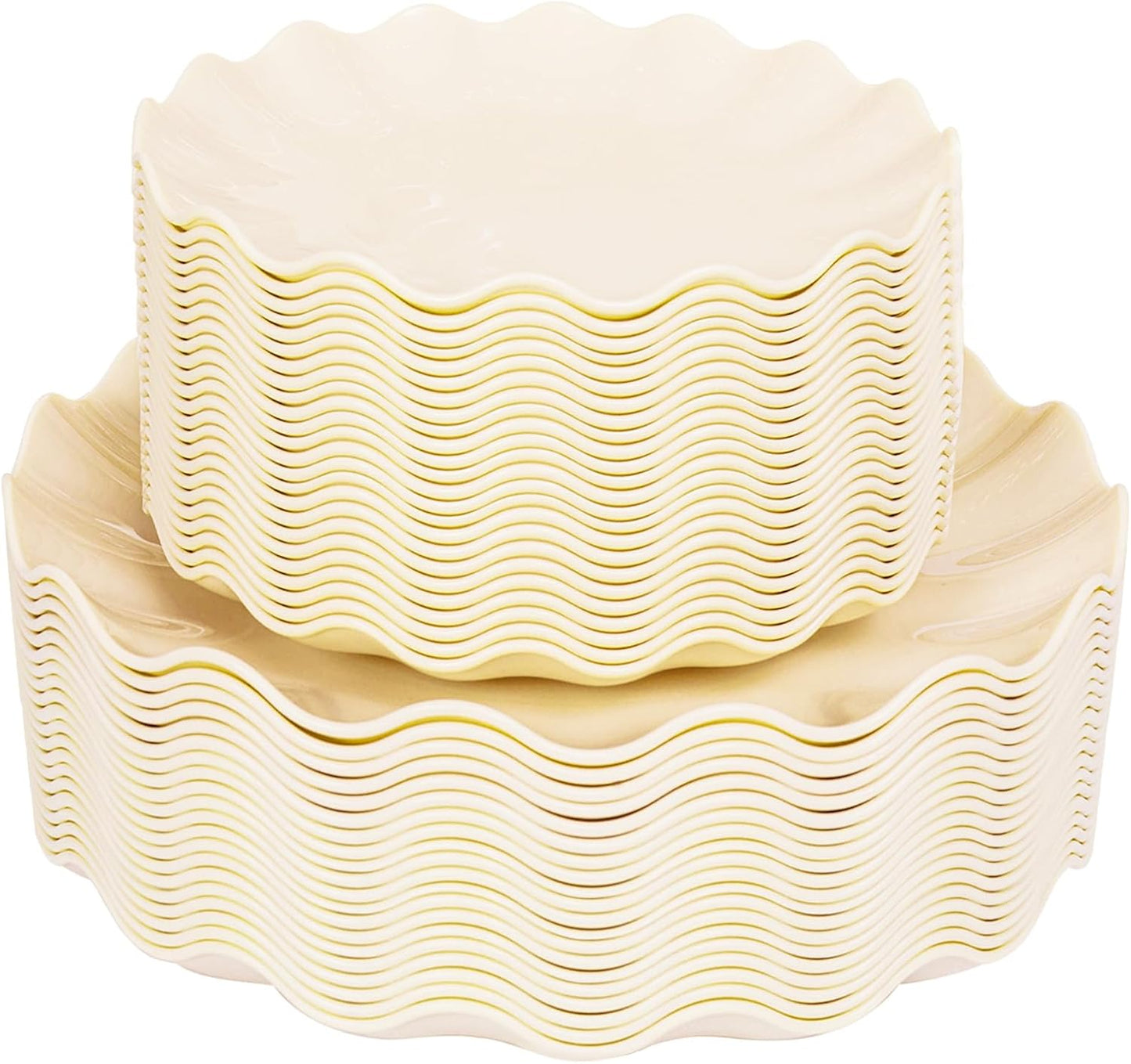 50 Pzas Platos Plástico Beige Reutilizables