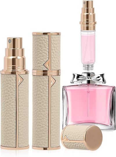 Botella perfume recargable viaje cuero genuino TSA aprobada