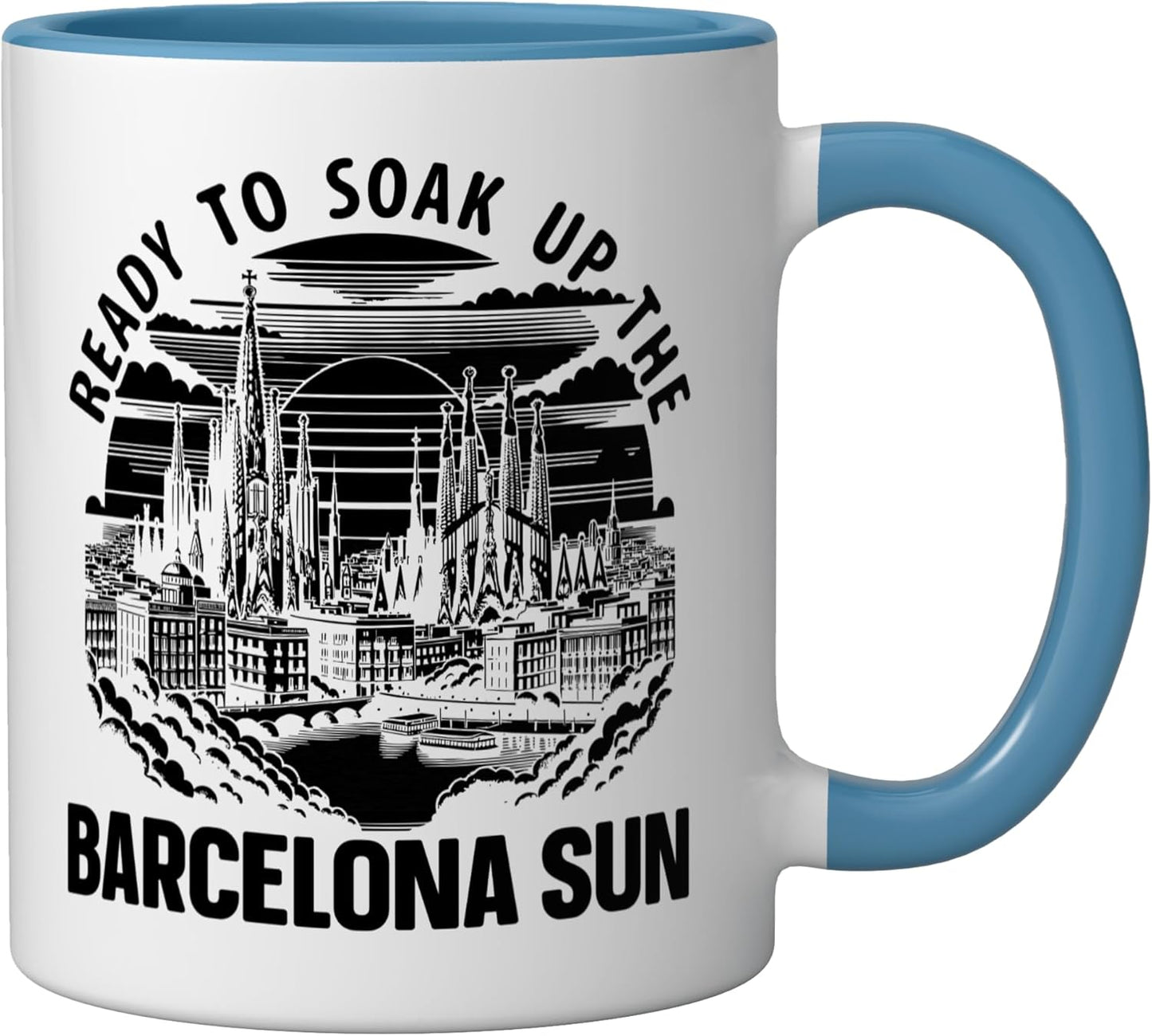 Taza Cerámica Barcelona Skyline Azul/Blanco