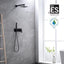 Sistema ducha lluvia negro con ducha mano y válvula presión