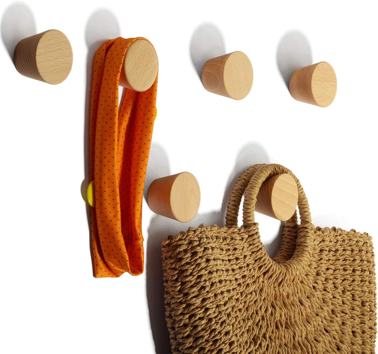 6 Ganchos Madera para Colgar Abrigos Sombreros Bolsas