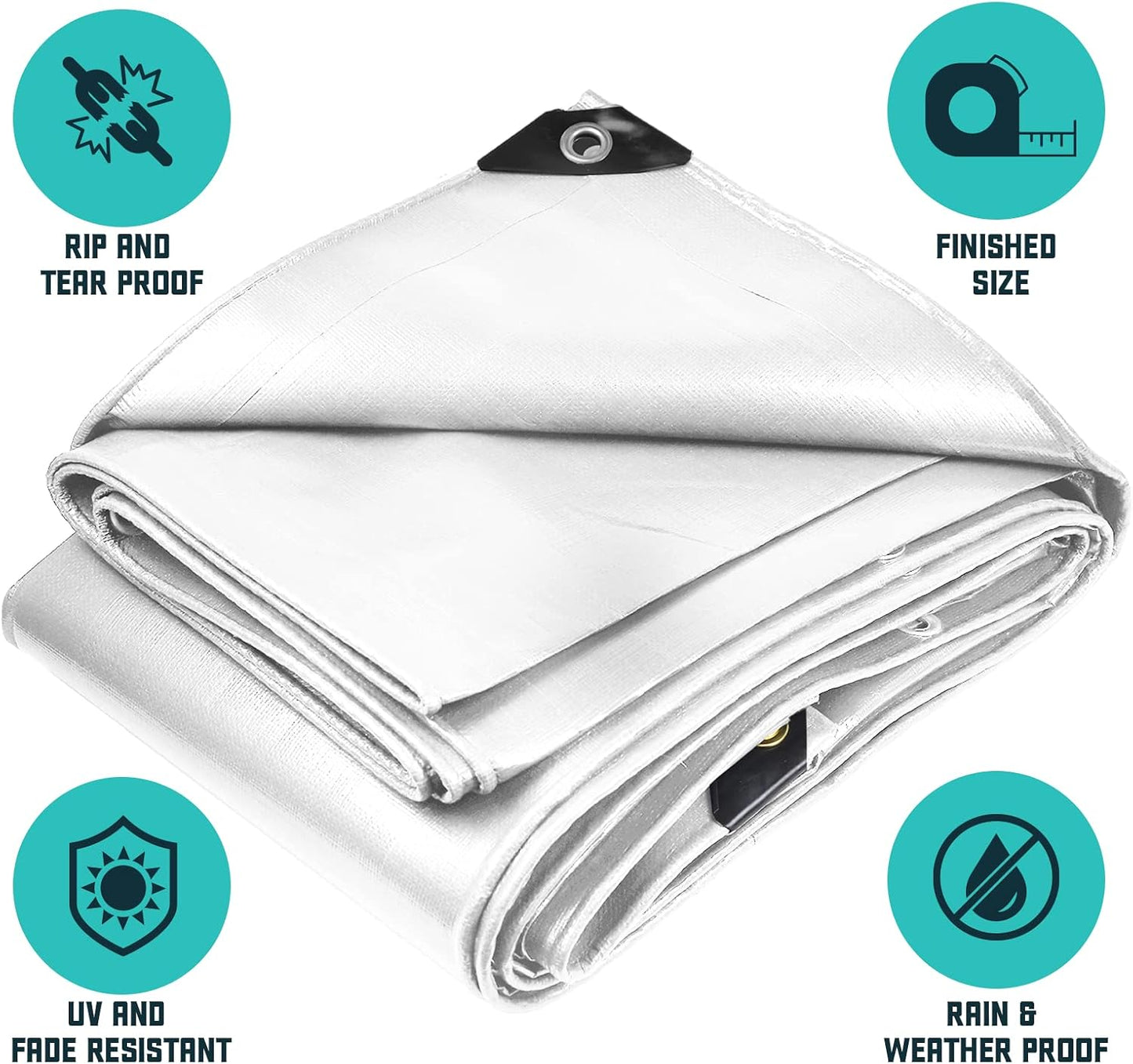 Lona polietileno 20x40ft impermeable UV resistente blanca