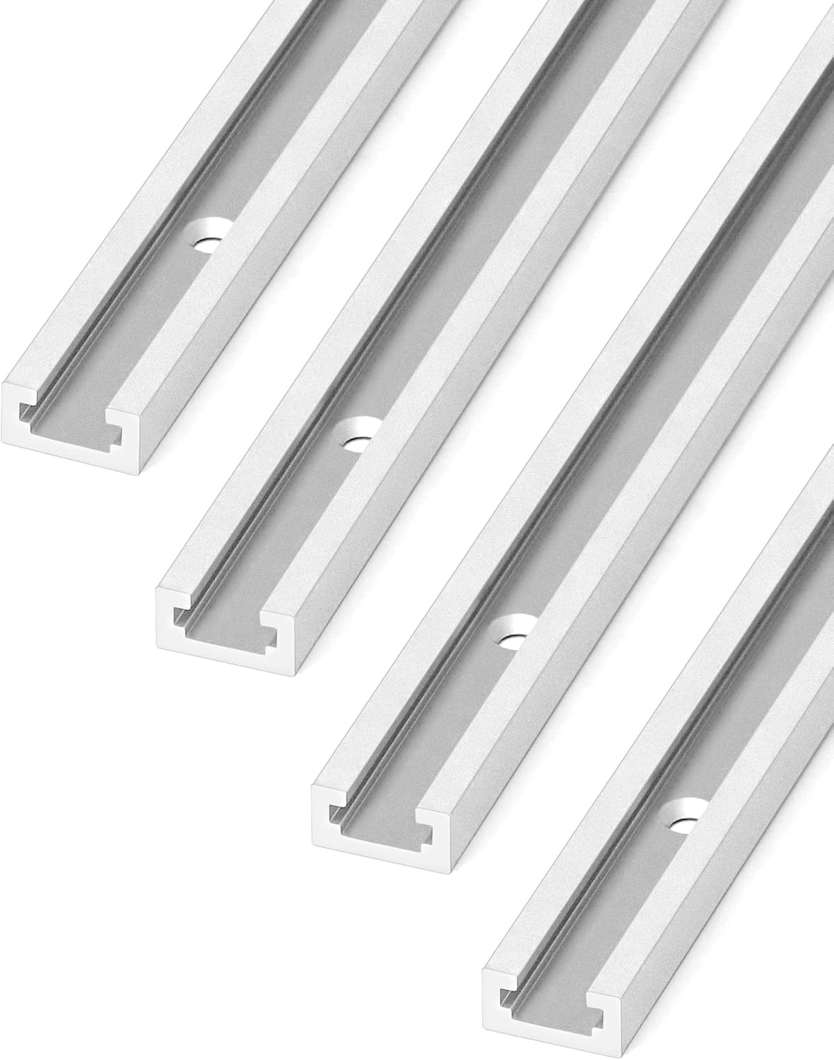 Pista en T aluminio 48pulg set 4 con tornillos carpintería