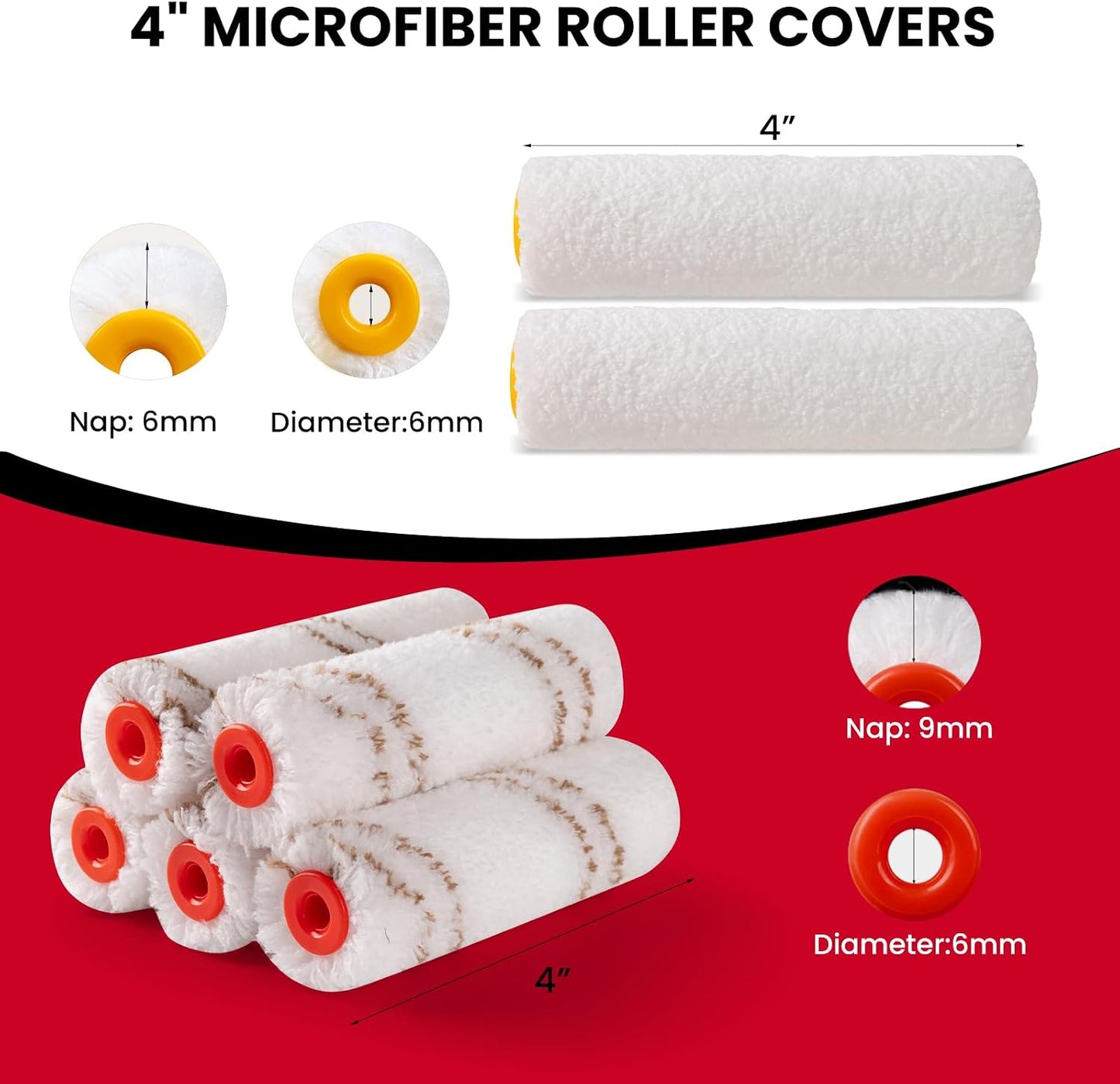 Kit 14 rodillos pintura 4pulg microfibra cubo forro plástico