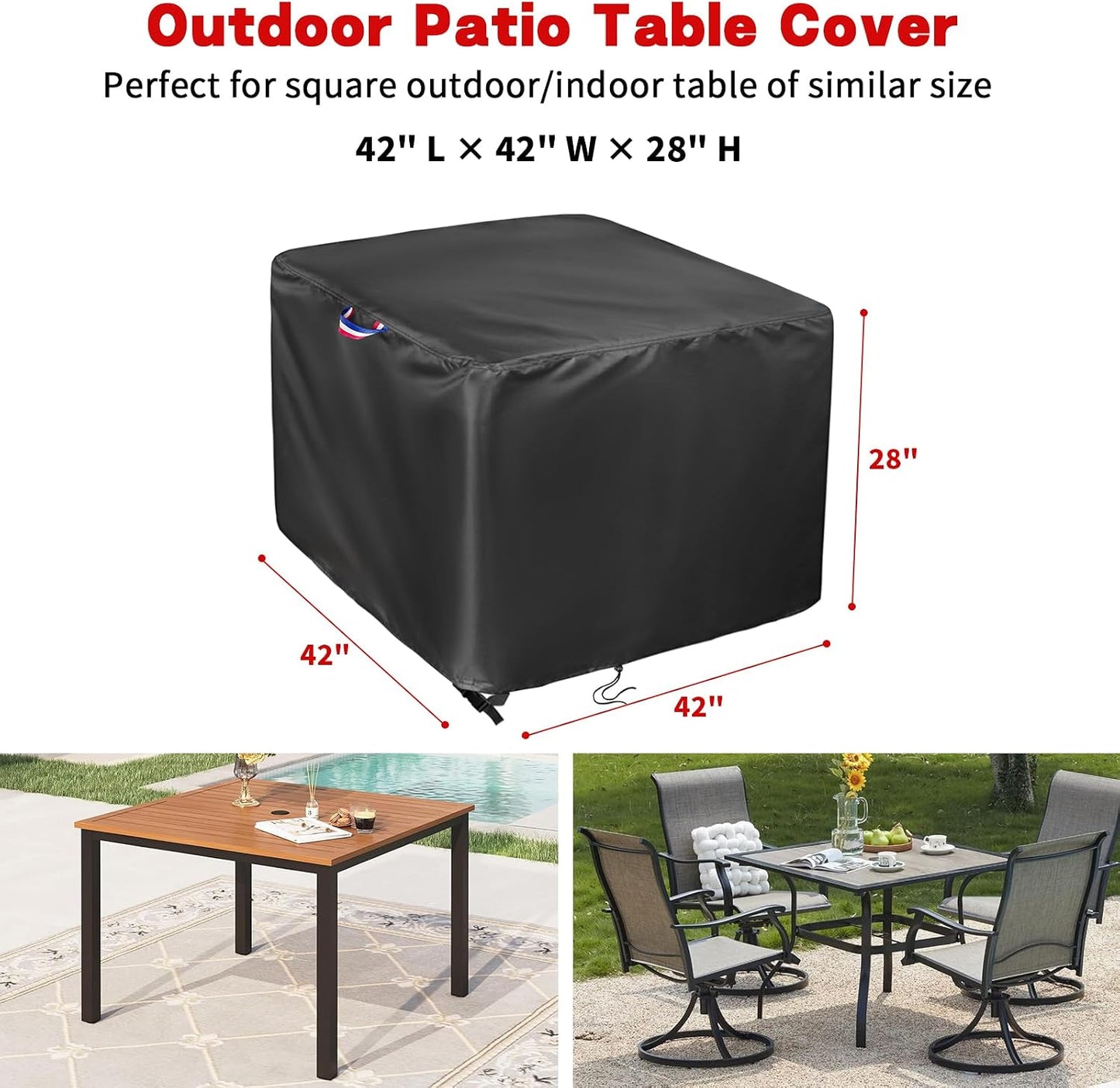 Funda cuadrada mesa patio 42x42" impermeable resistente