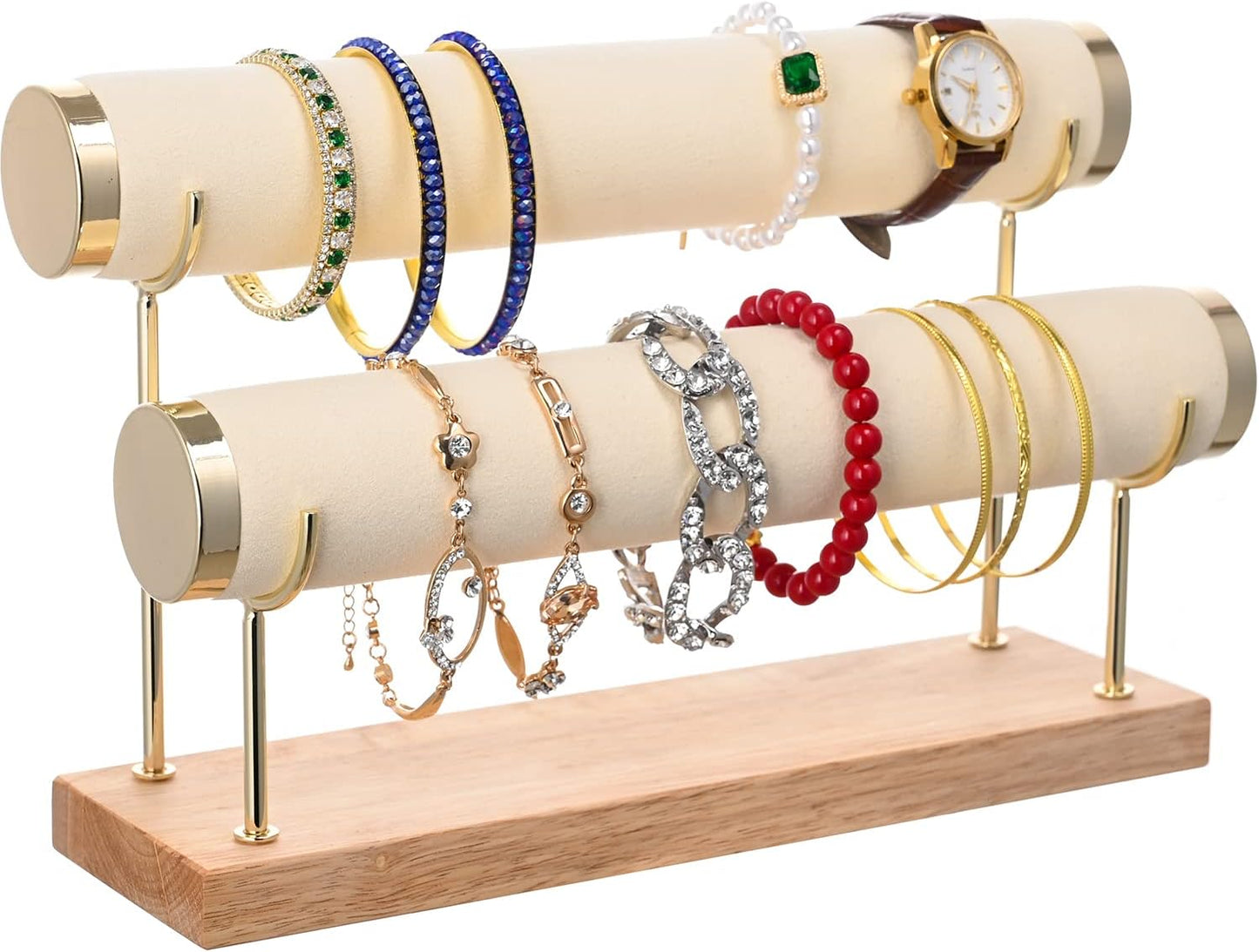 Soporte pulseras blanco barra T dos niveles