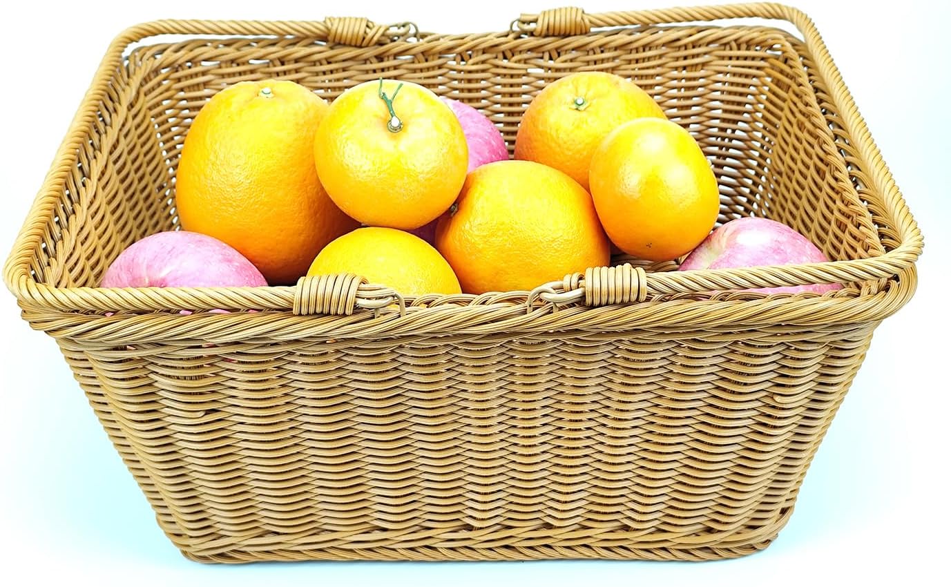 Cesta mimbre tejida a mano 15.8" para picnic