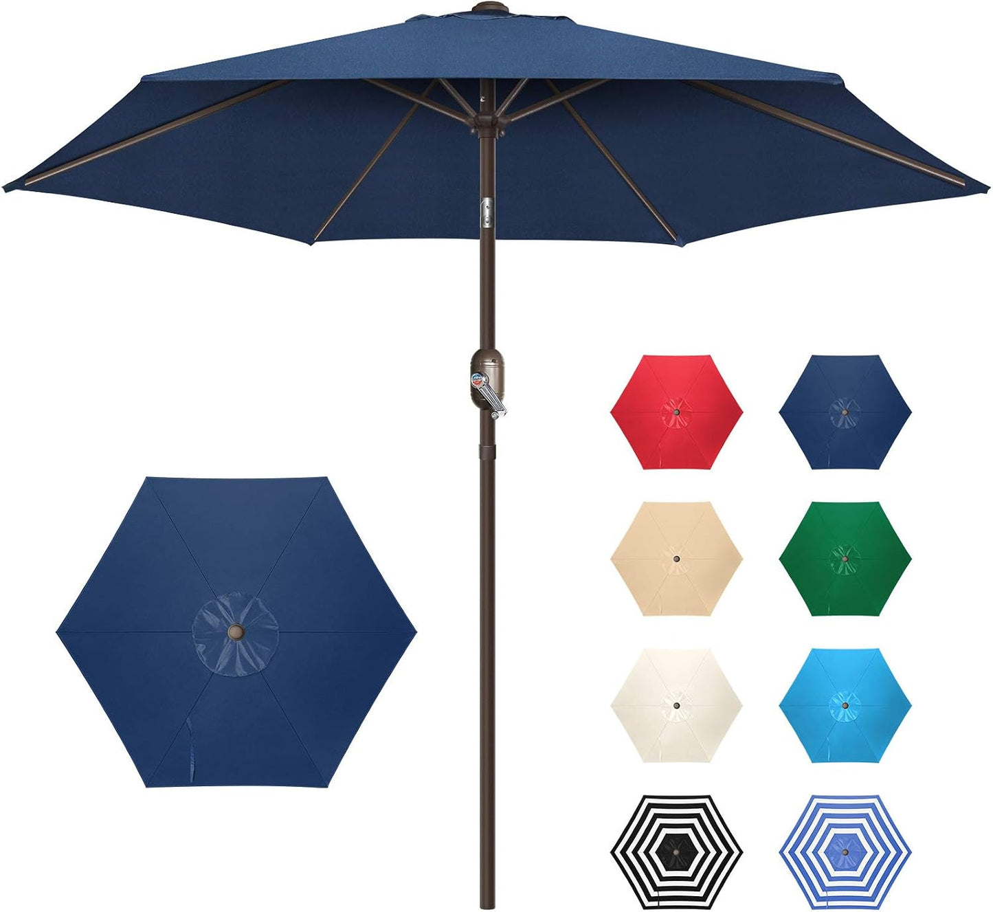 Sombrilla patio 7.5-9ft UV poste resistente botón
