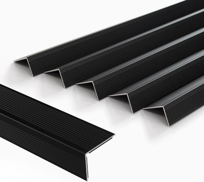 5 Molduras Aluminio 36pulg Escalones Negro Antideslizantes