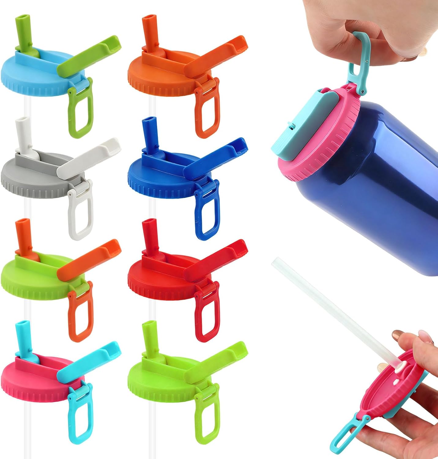 8 Tapas Latas Refresco con Pajita Reutilizable
