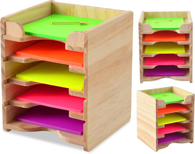Organiz. notas adhesivas madera 3x3pulg oficina hogar