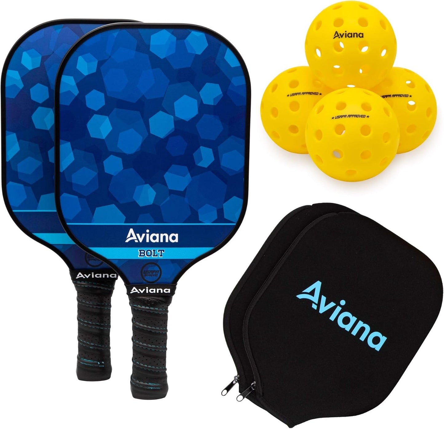 Set 2 Paletas Pickleball Grafito 4 Bolas Exteriores