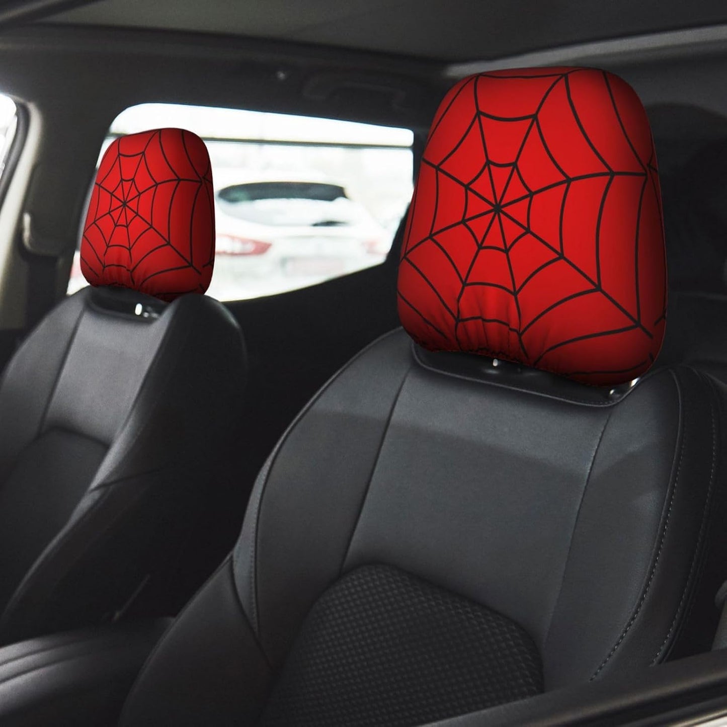 Fundas reposacabezas coche telaraña roja 2 pzas