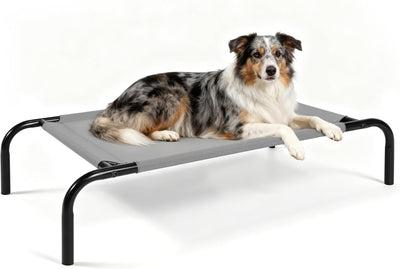Cama elevada perro tela malla transpirable gris mediana