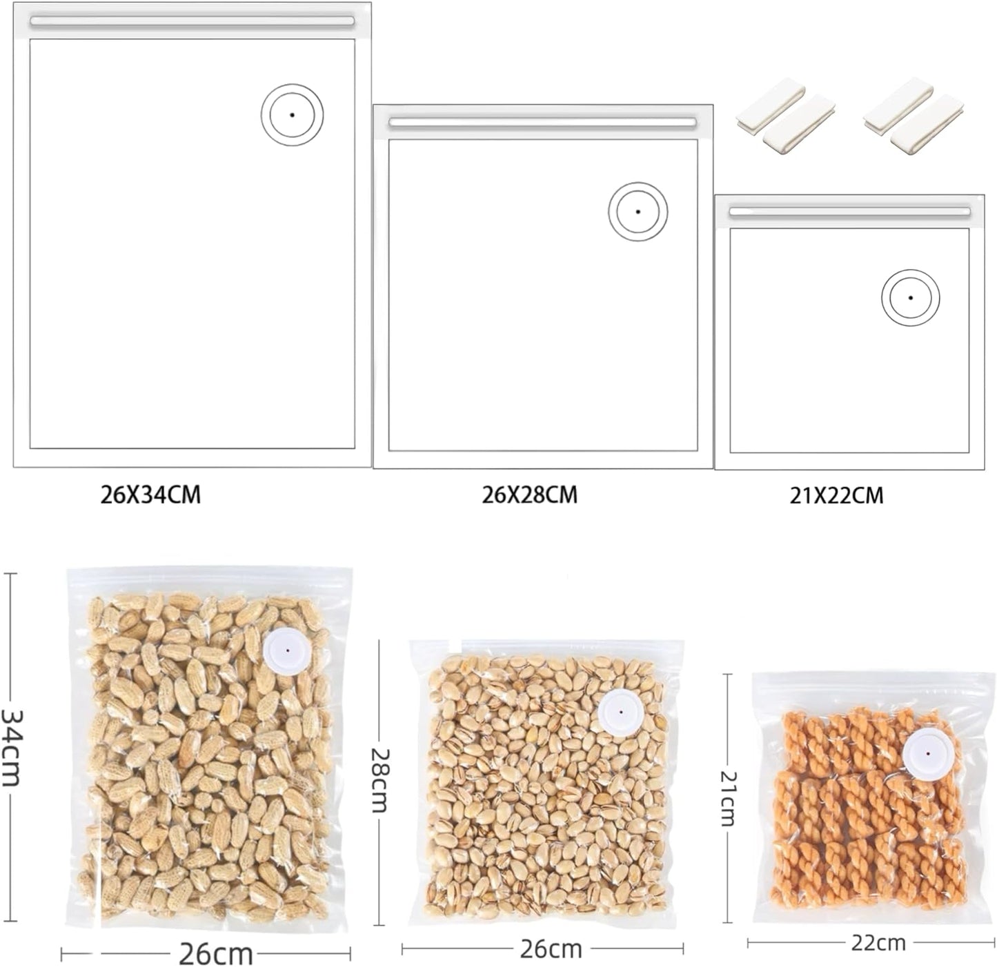 Bolsas selladoras al vacío reutiliz. sin BPA para alimentos