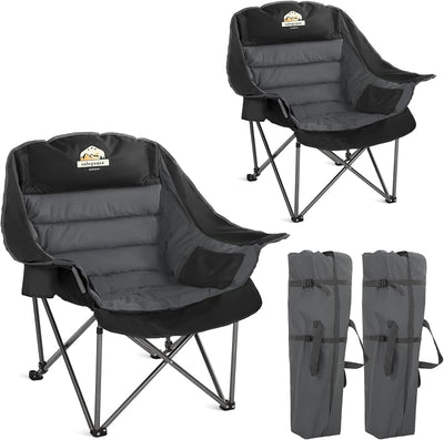2 Sillas Camping Acolchadas XL Plegables Soportan 450lbs