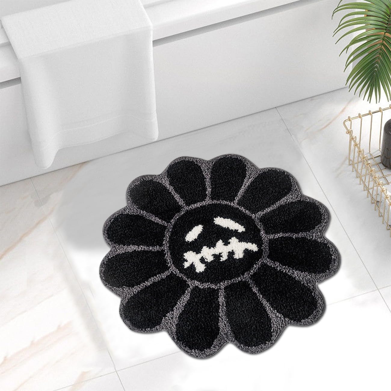 Alfombra baño calavera gótica Halloween microfibra suave