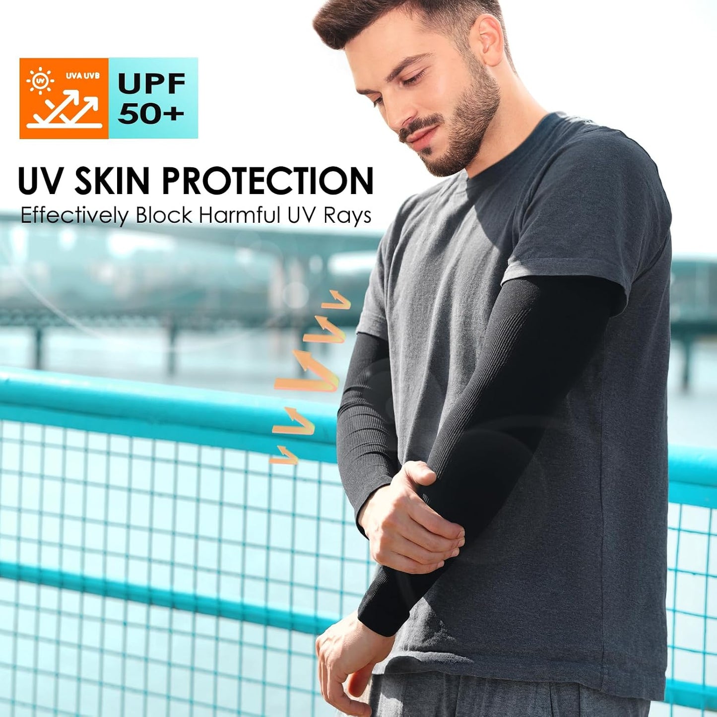 4 Pzas Mangas UV Compresión Refrescante para Deporte