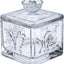 Tarro cristal con vitrales de rosas y mariposas