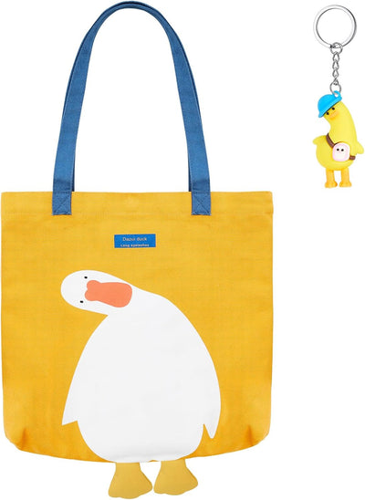 Bolsas lona reutilizables con llavero pato anime para compras