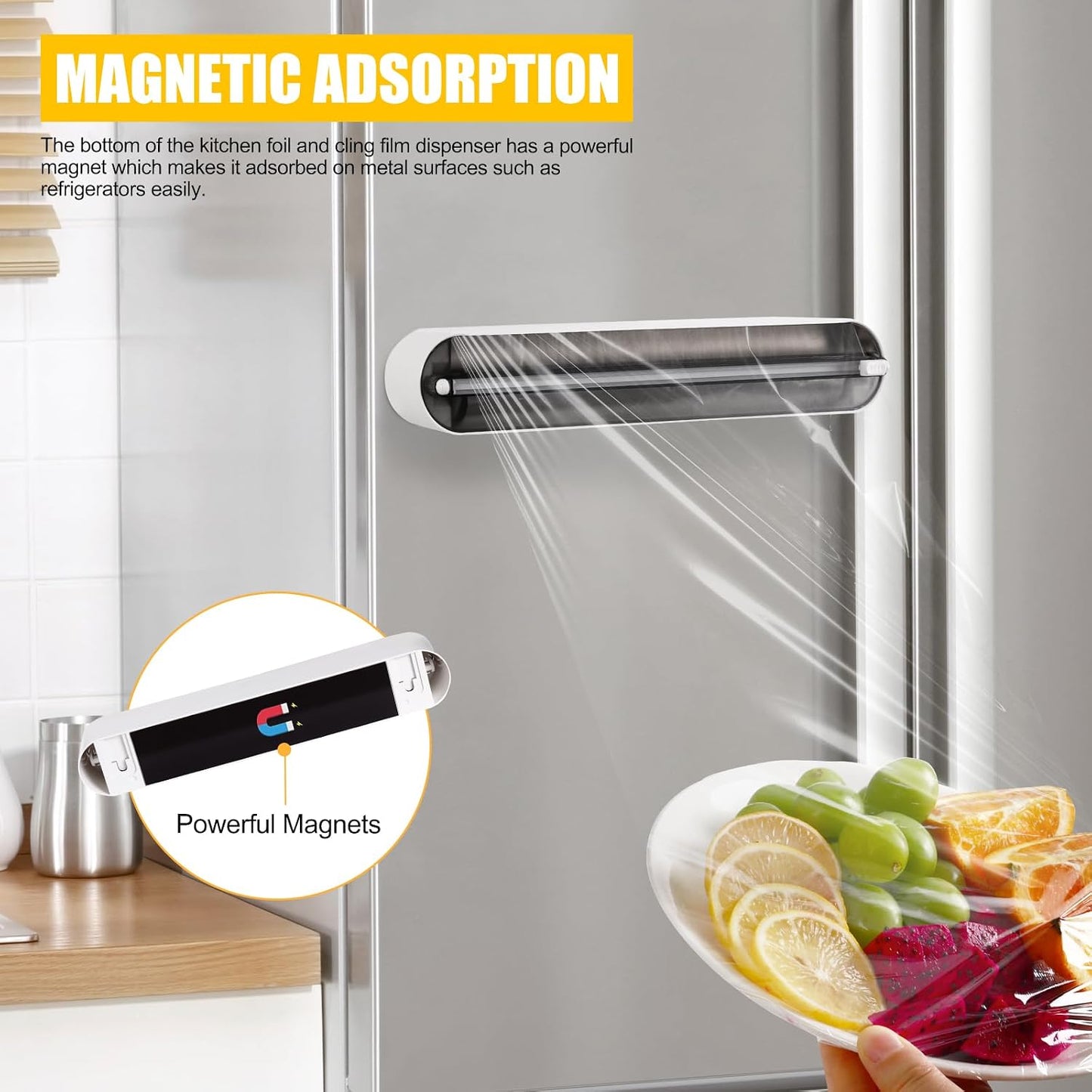 Dispensador papel aluminio plástico cortador magnético 12pulg