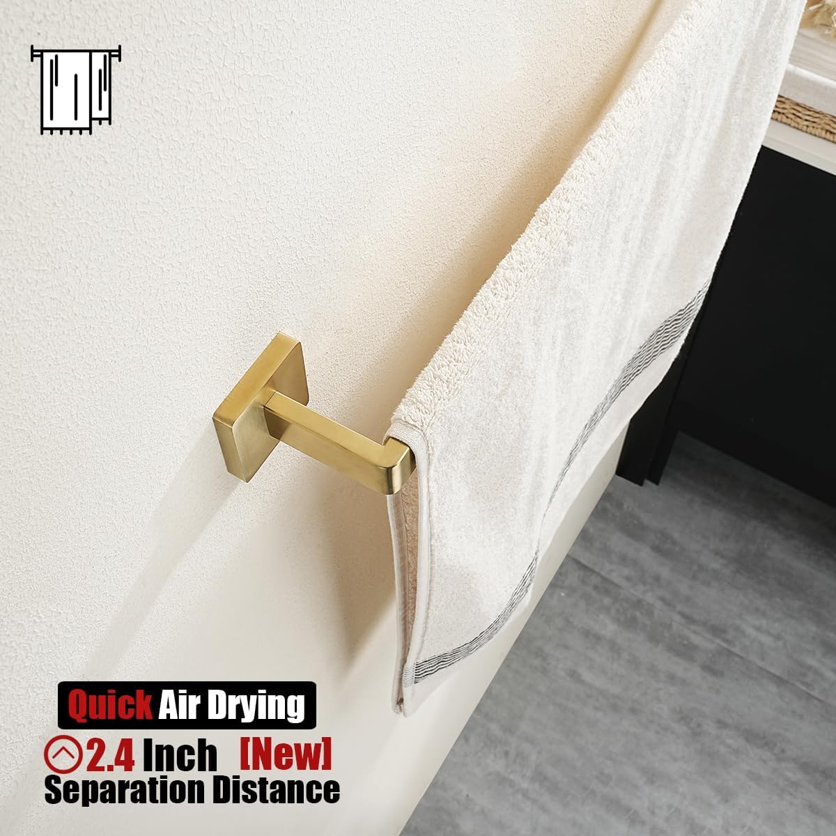 Barra toalla dorada 14.41pulg acero inox 304 baño