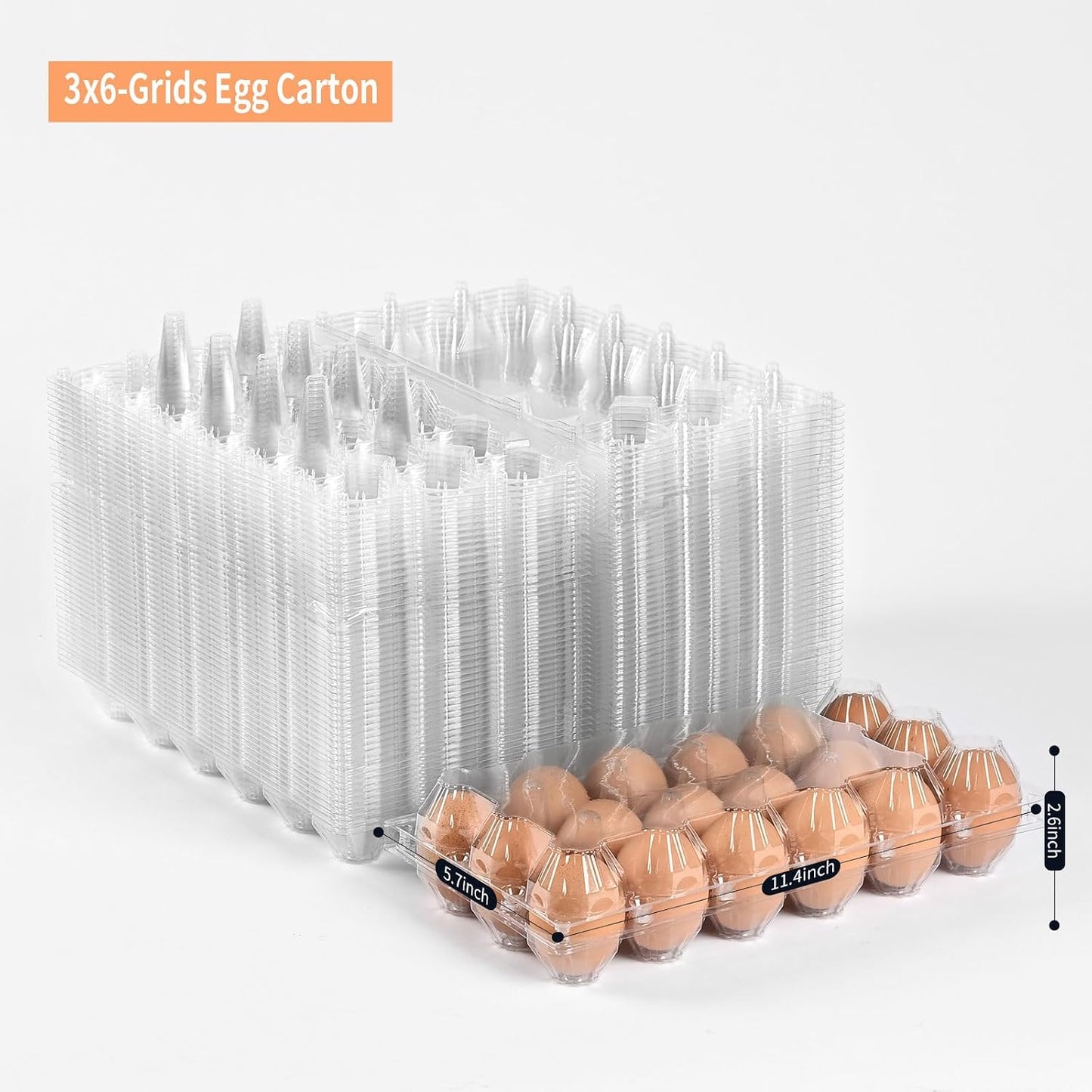 Rejilla plástica transparente para huevos 3x6 110pzas