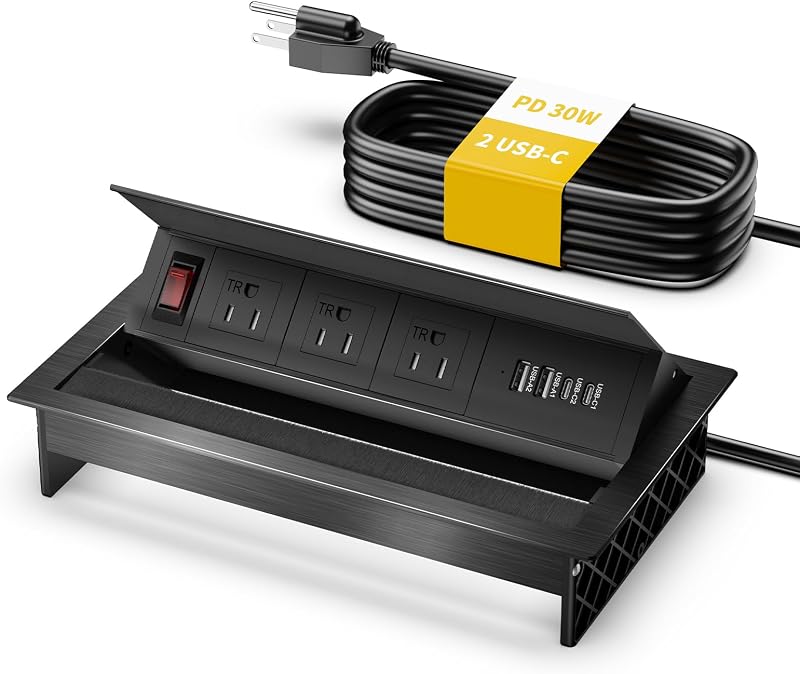 Toma corriente mesa conferencias con USB C 30W y 3 salidas