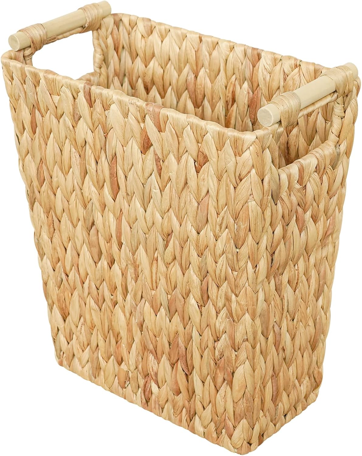 Papelera mimbre asa madera estilo rústico 6gal