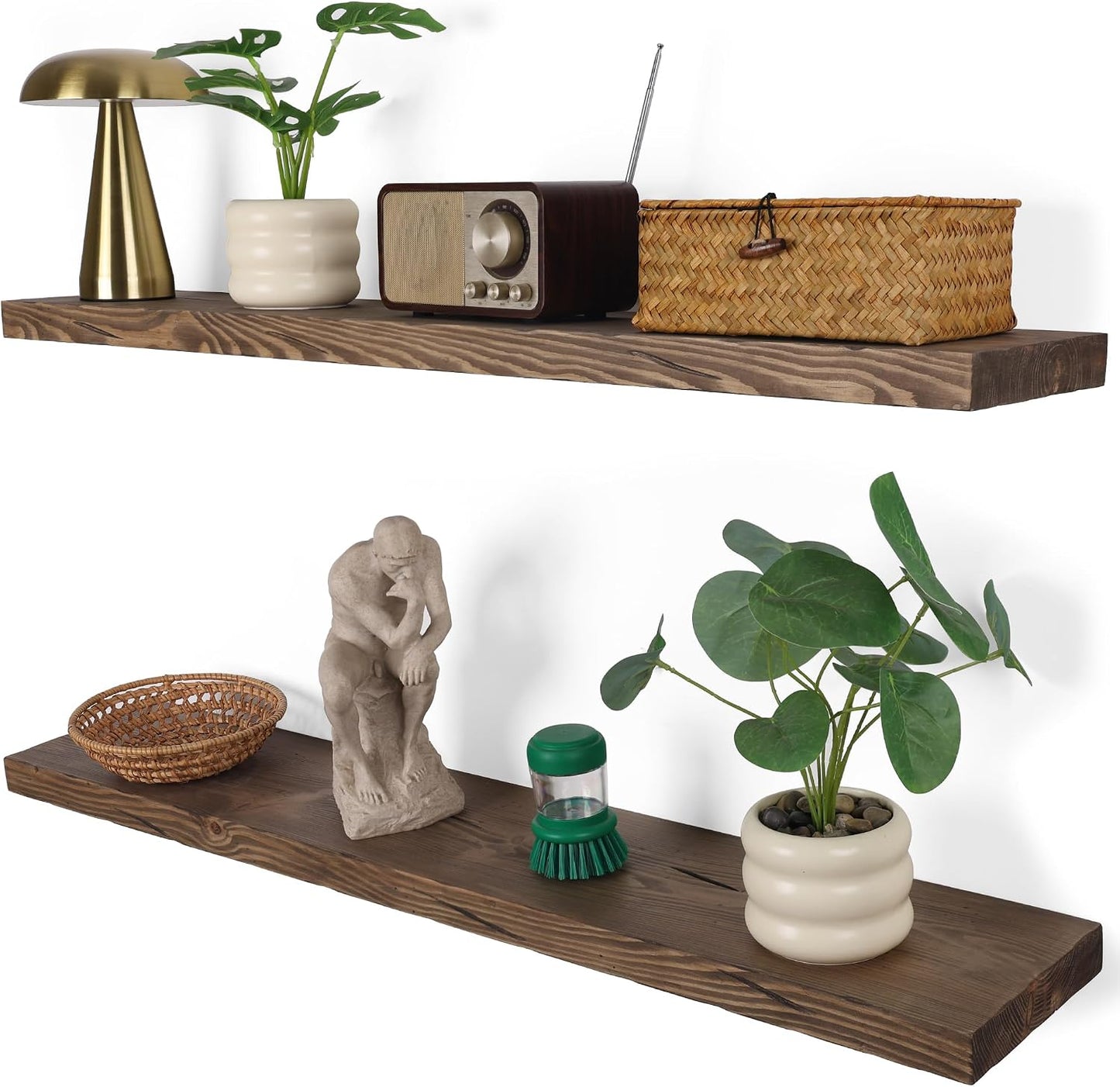 Estantes flotantes madera rústica 36pulg set 2 estilo granja