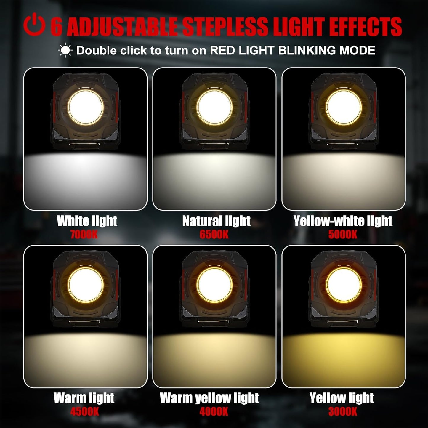Luz magnética recargable con reflector portátil