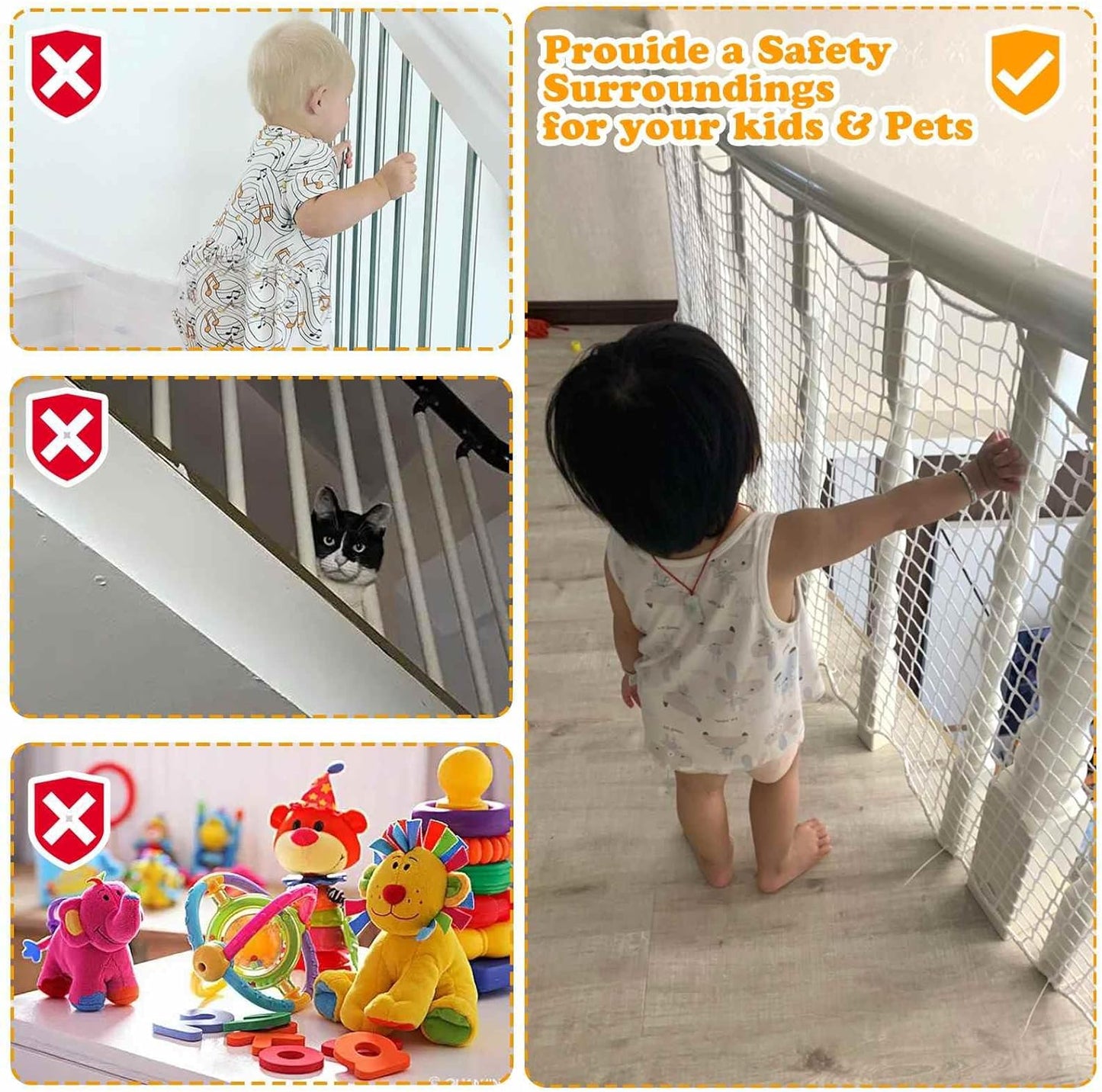 Red de balcón seguridad mascotas niños 3.3x19.8ft blanco