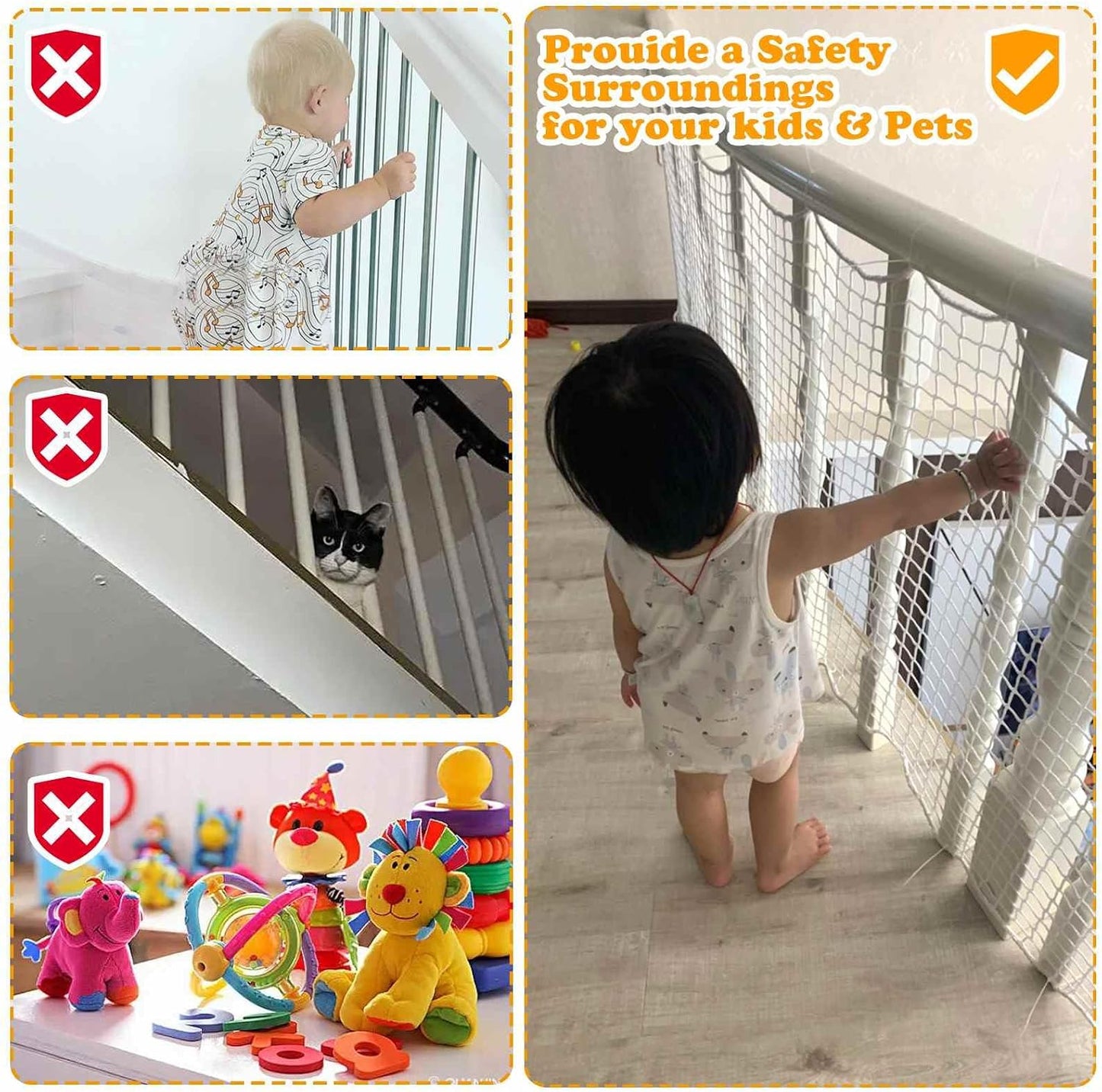 Red de seguridad para mascotas, niños y bebés