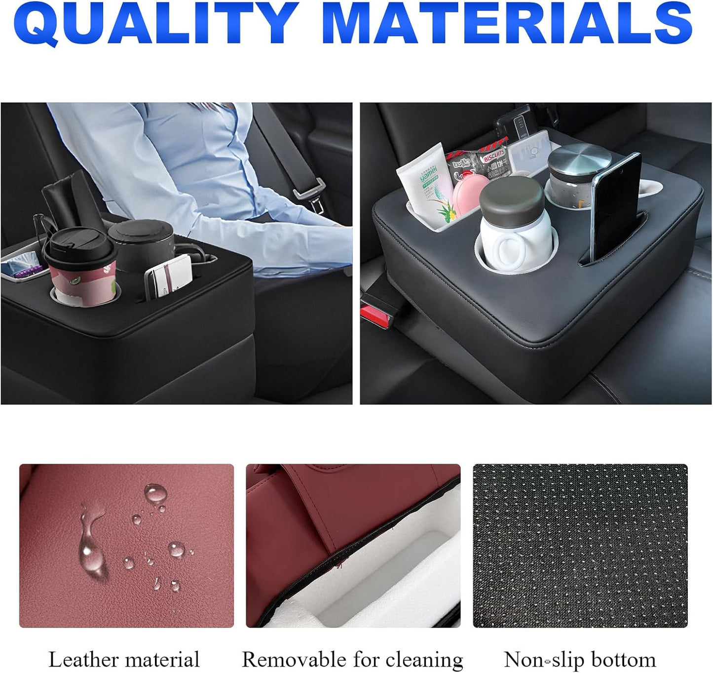 Organiz. asiento trasero coche cuero impermeable rojo vino
