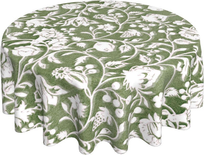 Mantel redondo floral verde 70pulg vintage lavable