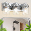 Lámpara tocador baño 3 luces vidrio transparente cromo E26